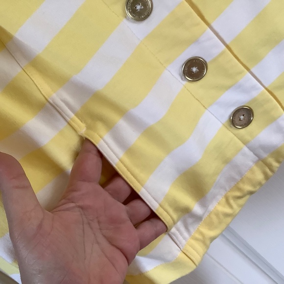 Isaac Mizrahi Striped Button Front Knit Jacket Yellow SZ M - Picture 5 of 16